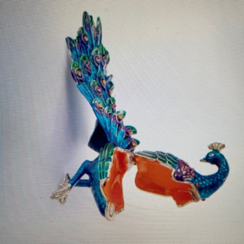 Feather trinket box - peacock